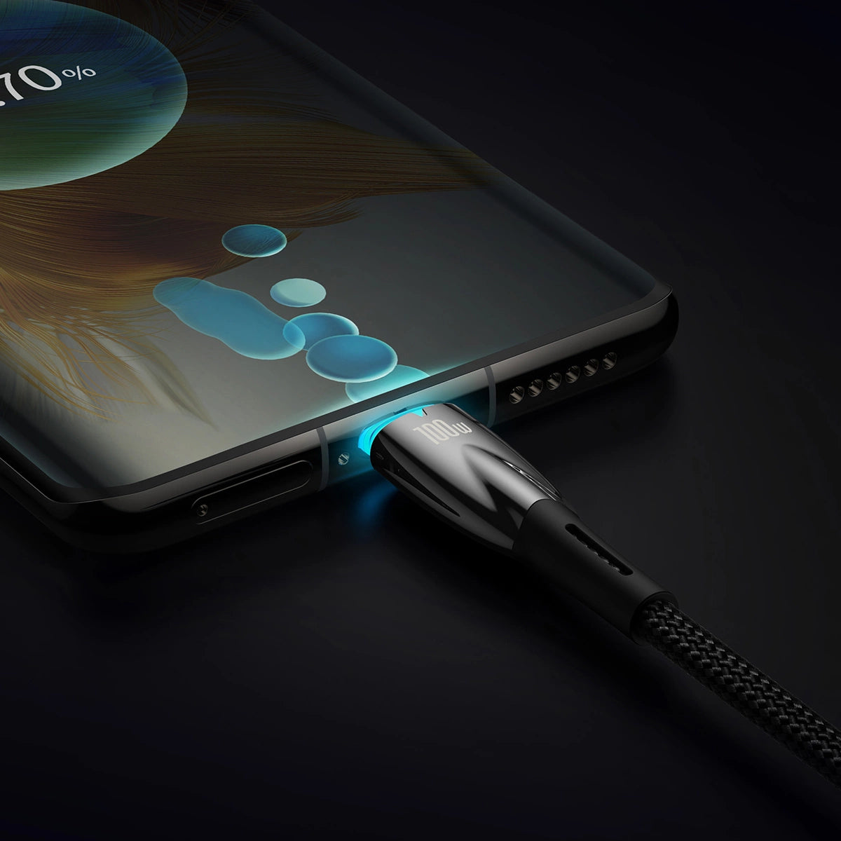 Kabel Baseus CADH000701 USB-C - USB-C PD 100W 5A 480Mb/s 1m - czarny – zdjęcie 2