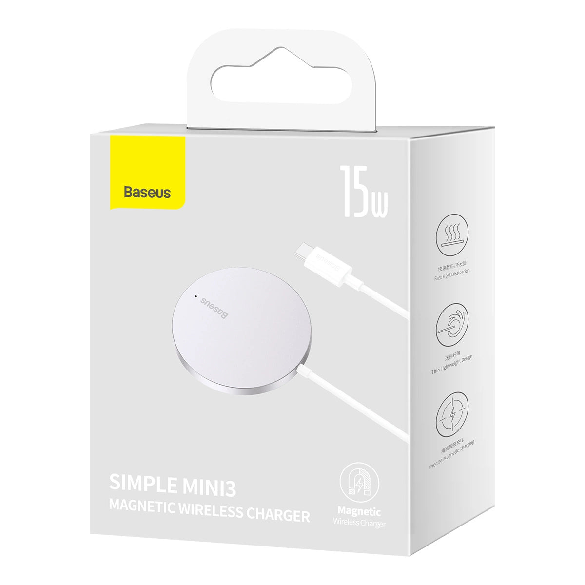 Baseus Simple Mini3 ładowarka indukcyjna 15W srebrny – zdjęcie 2