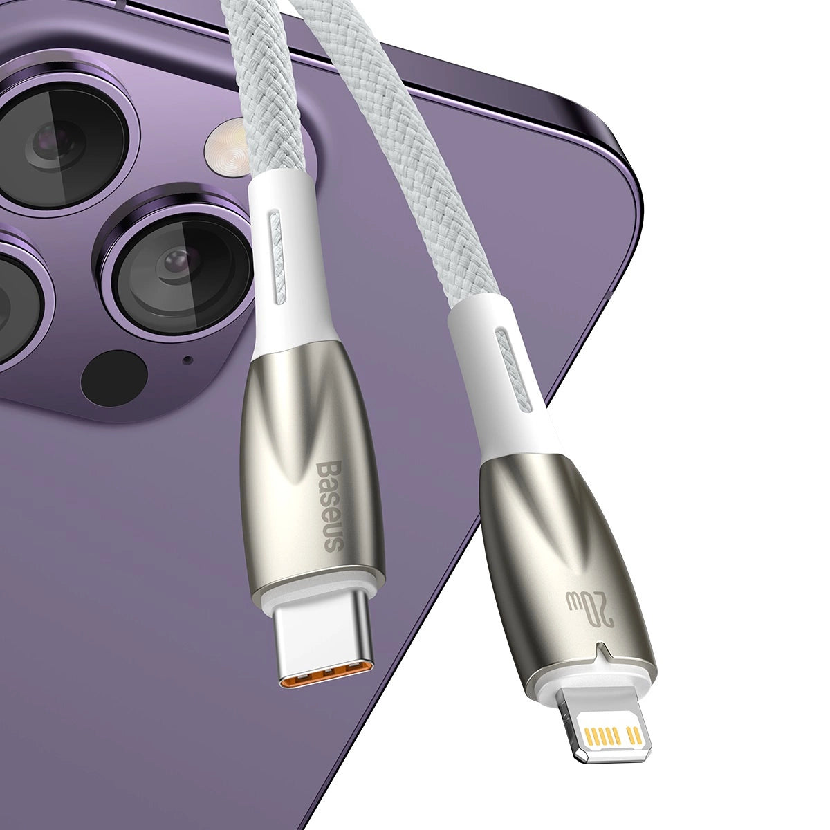 Kabel Baseus CADH000002 Lightning - USB-C PD 20W 480Mb/s 1m - biały – zdjęcie 3