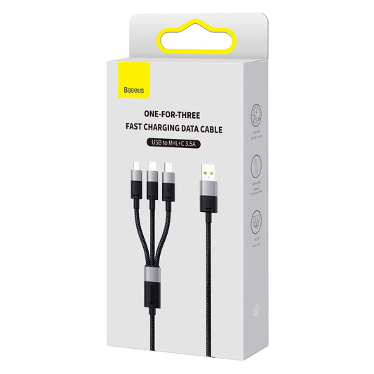Kabel 3w1 USB - micro USB / Lightning / USB C 3.5A 1.2m Baseus - czarny
