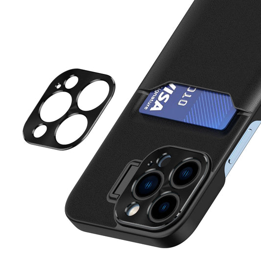 Leather Stand Case etui Samsung Galaxy S23 na kartę z podstawką czarne