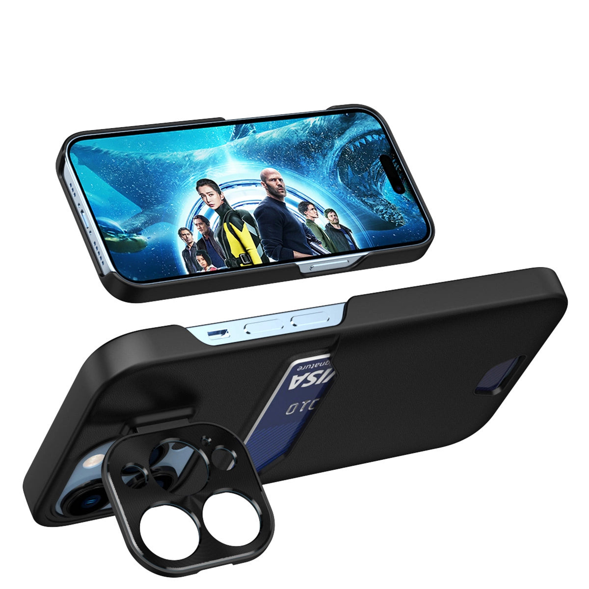 Leather Stand Case etui do iPhone 14 Pro Max na kartę z podstawką czarne