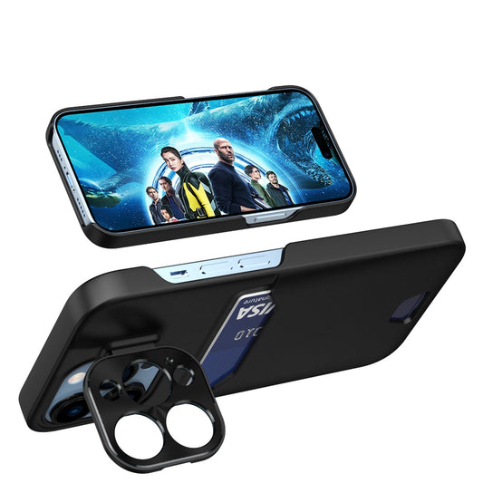 Leather Stand Case etui do iPhone 14 Pro Max na kartę z podstawką czarne