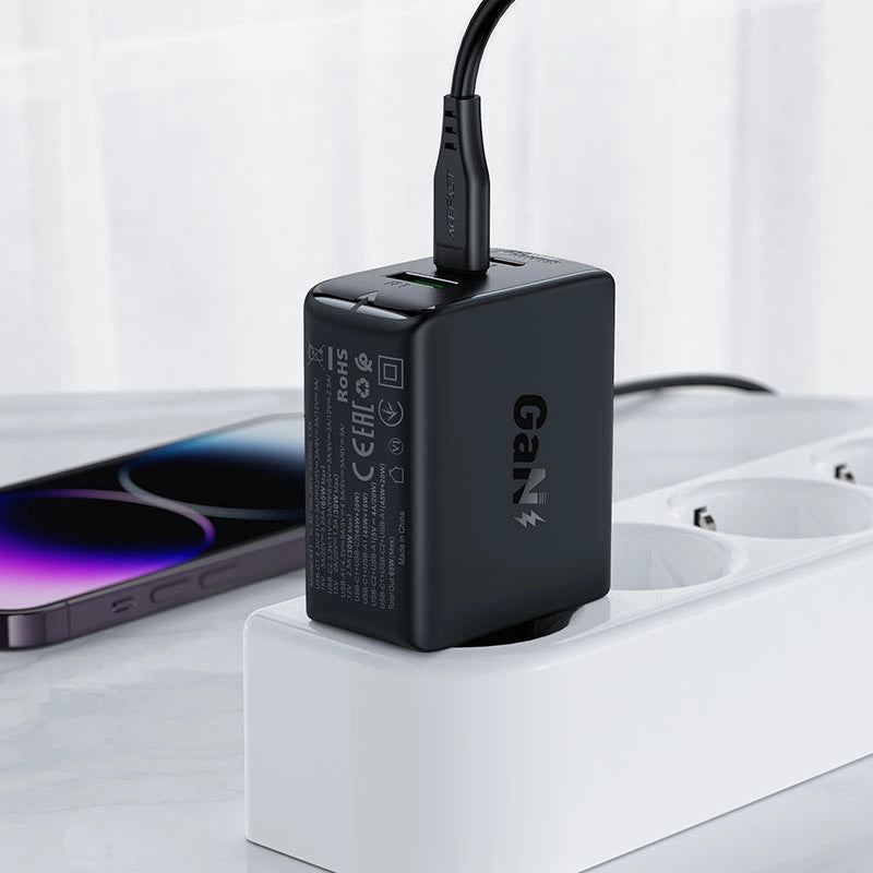Acefast szybka ładowarka sieciowa GaN (2x USB-C / USB-A) PPS / PD / QC4+ – zdjęcie 6