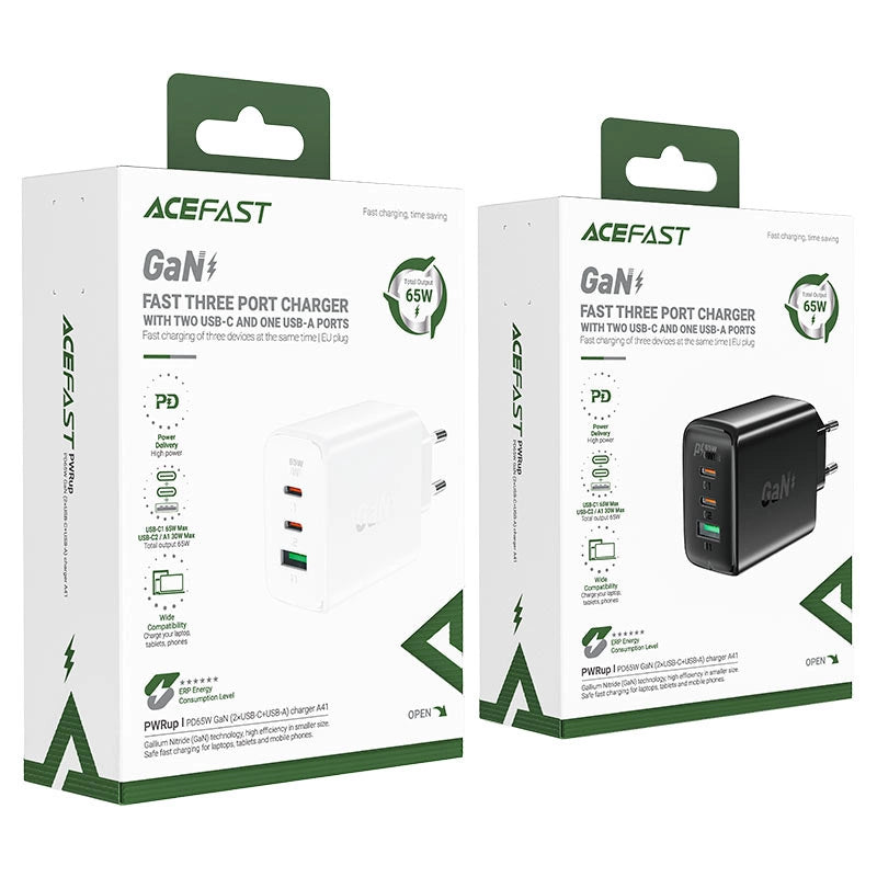 Acefast szybka ładowarka sieciowa GaN (2x USB-C / USB-A) PPS / PD / QC4+ – zdjęcie 5