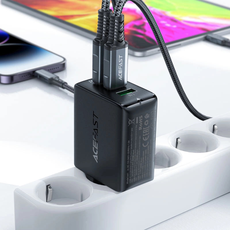 Acefast szybka ładowarka sieciowa GaN (2x USB-C / USB-A) PPS / PD / QC4+ – zdjęcie 7
