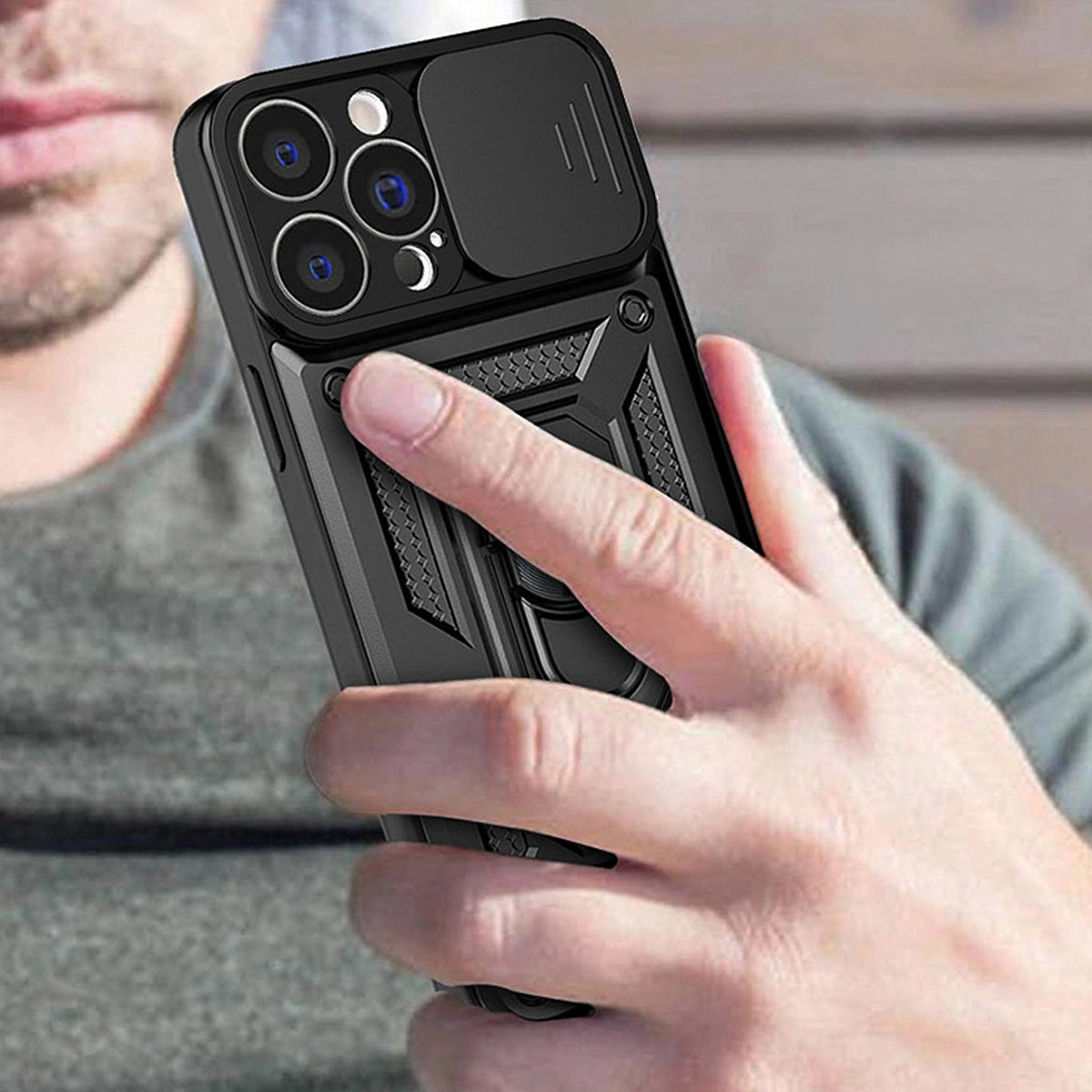 Hybrid Armor Camshield etui Motorola Moto G62 5G pancerny na aparat czarne – zdjęcie 4