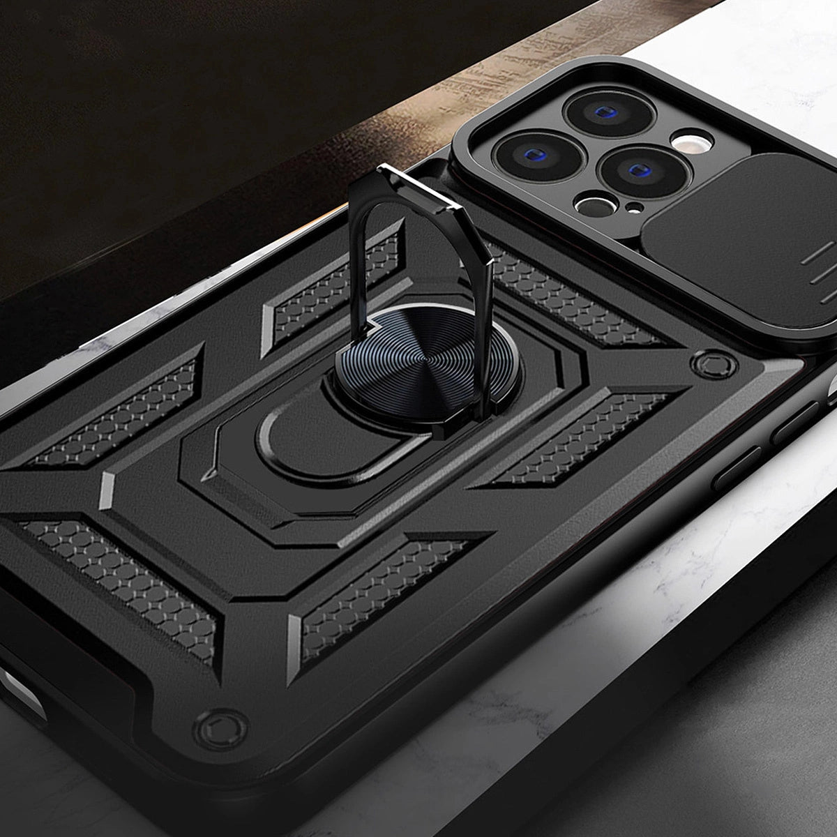 Hybrid Armor Camshield etui Realme 10 Pro pancerny na aparat czarne