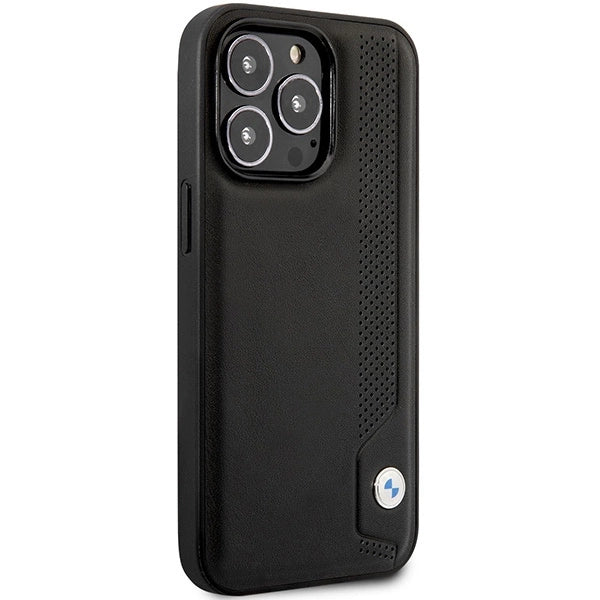 Etui BMW Leather Blue Dots na iPhone 14 Pro - czarne – zdjęcie 4