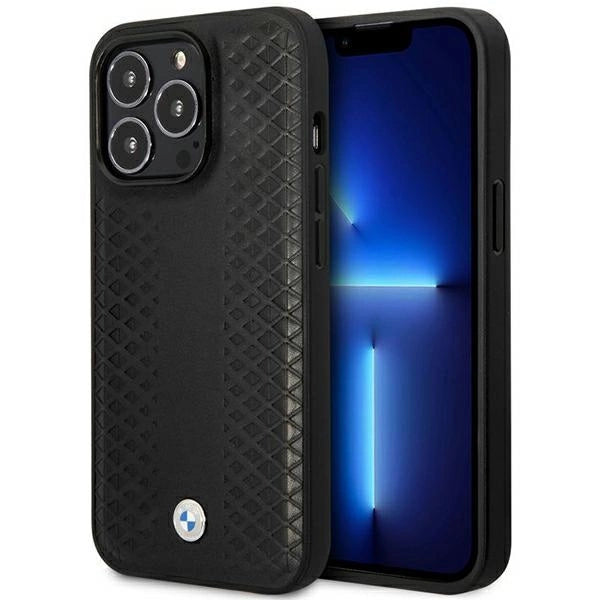 Etui BMW Leather Diamond Pattern MagSafe na iPhone 14 Pro - czarne