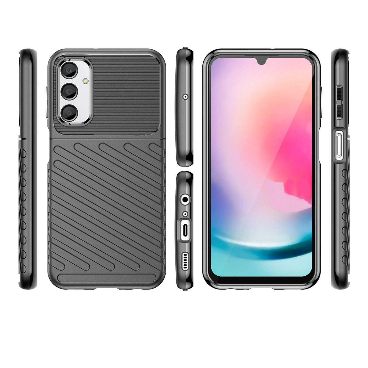 Thunder Case do Samsung Galaxy A24 4G silikonowy pancerny pokrowiec czarne – zdjęcie 2