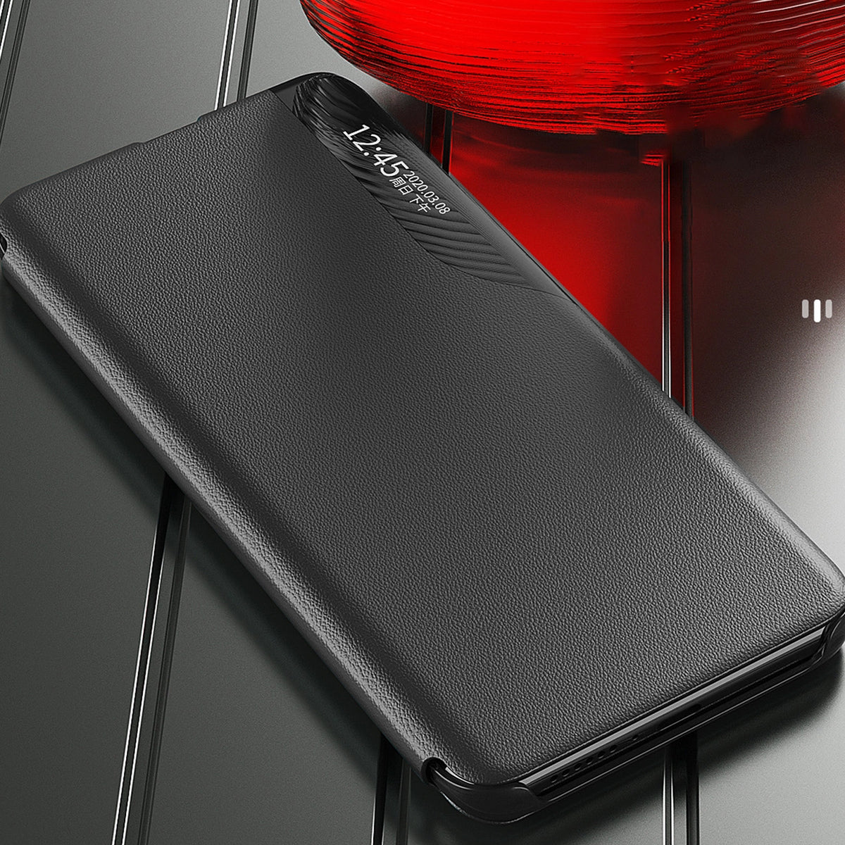 Eco Leather View Case do Samsung Galaxy A24 4G z klapką podstawka czarne – zdjęcie 9