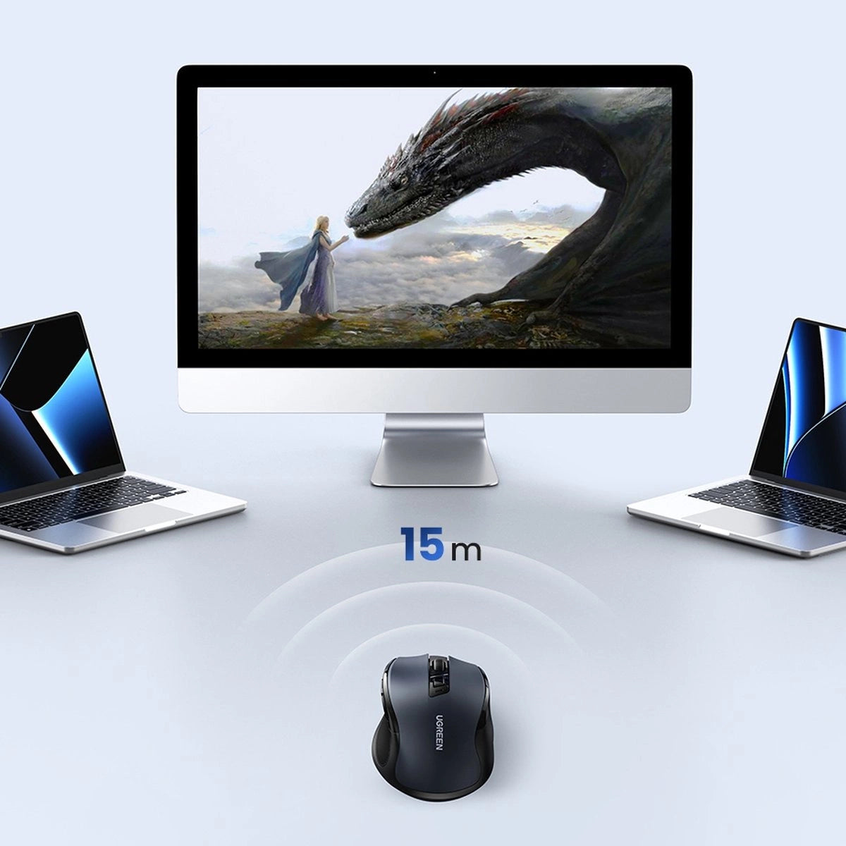 Mysz optyczna Ugreen MU006 bezprzewodowa USB 2.4GHz / Bluetooth - czarna