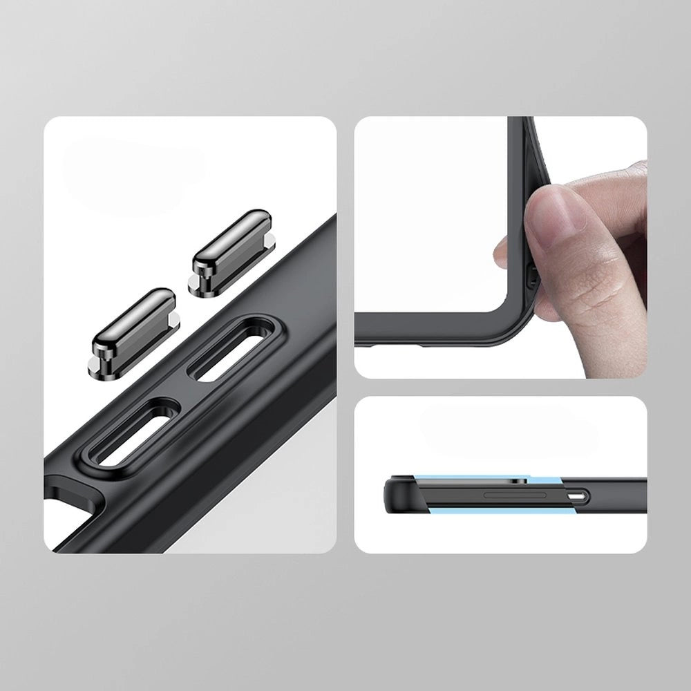 Wzmocnione etui z elastyczną ramką do iPhone 15 Plus Outer Space - czerwone – zdjęcie 7