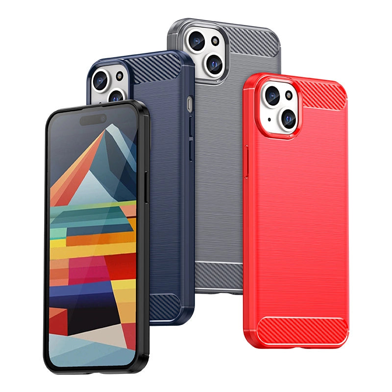Elastyczne etui wzór karbon do iPhone 15 Plus Carbon Case - niebieskie – zdjęcie 7