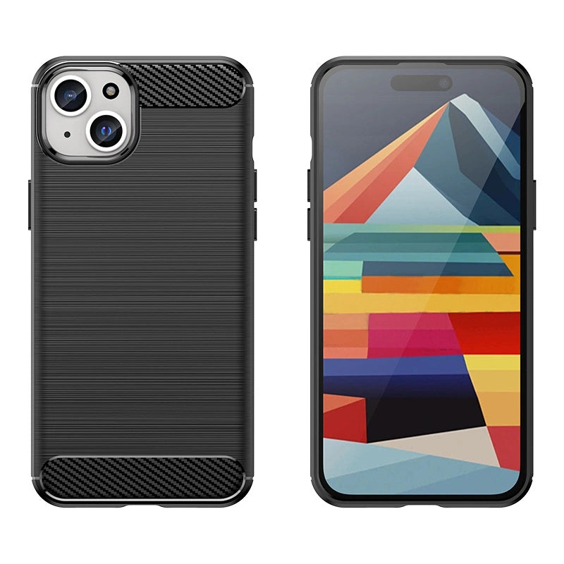 Elastyczne etui wzór karbon do iPhone 15 Plus Carbon Case - niebieskie – zdjęcie 5