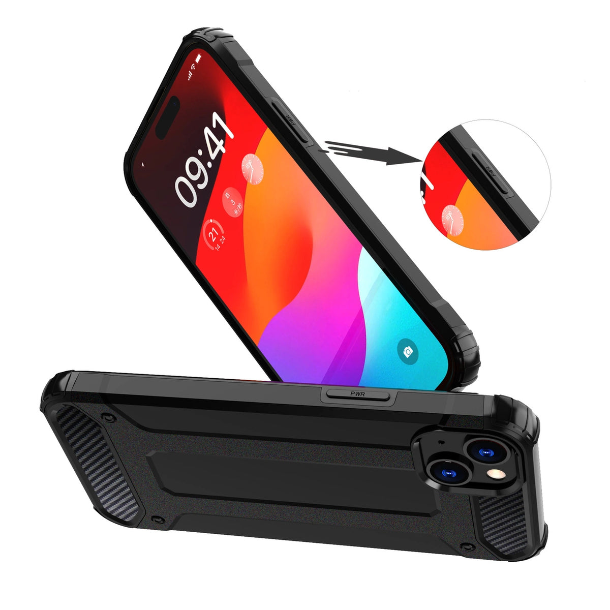 Pancerne etui do iPhone 15 Plus Hybrid Armor - czarne – zdjęcie 5