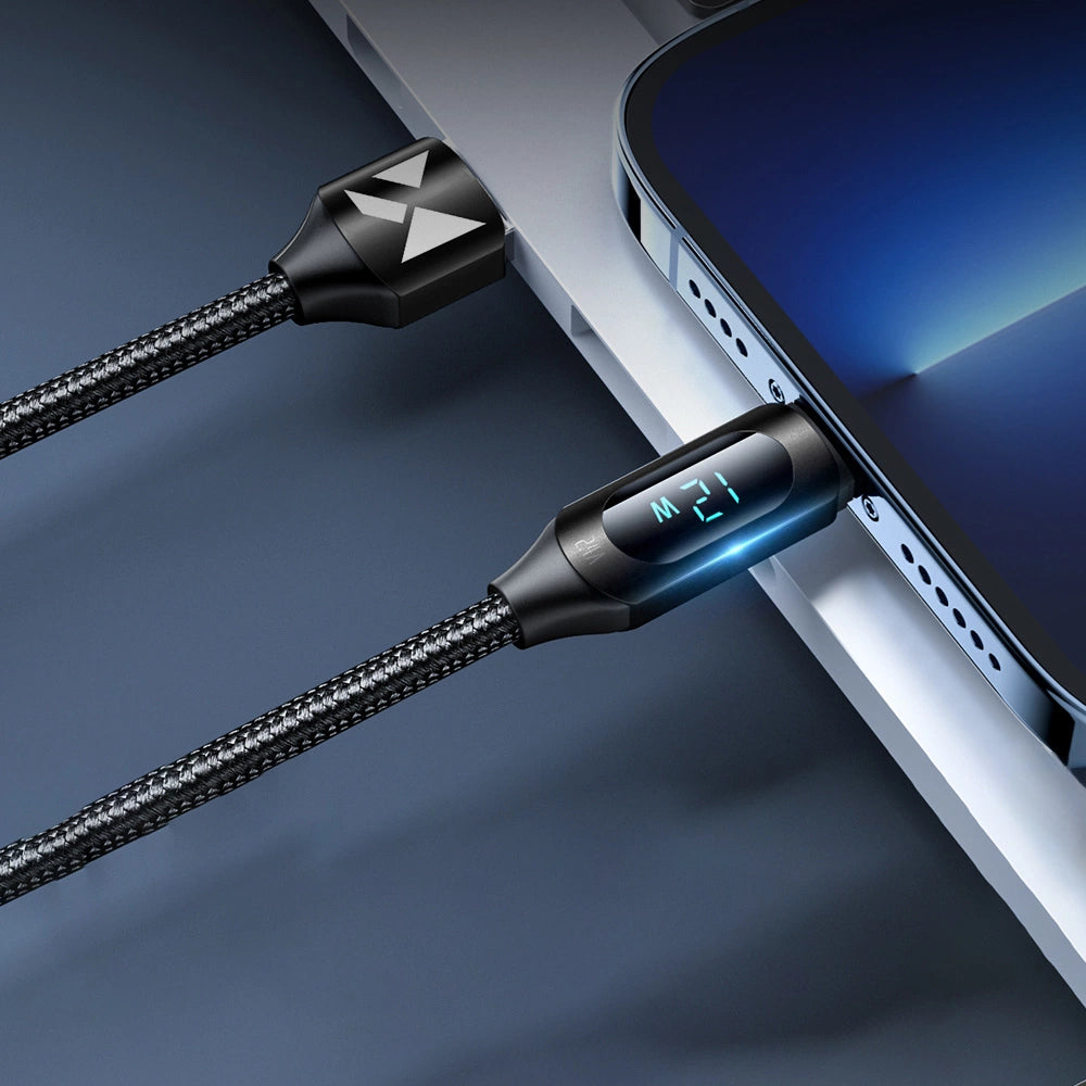 Kabel USB-A - Lightning Wozinsky WUALC2 z wyświetlaczem LED 2.4A - czarny