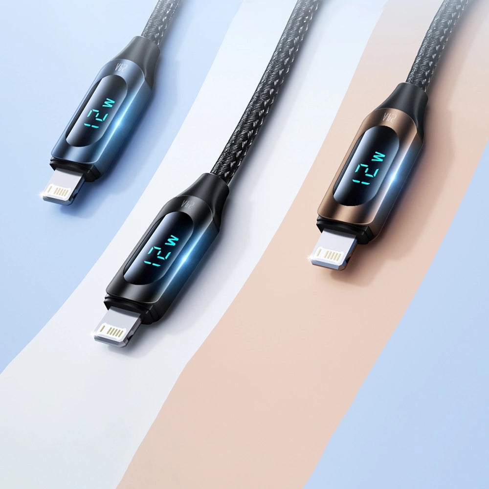 Kabel USB-A - Lightning Wozinsky WUALC1 z wyświetlaczem LED 2.4A - czarny