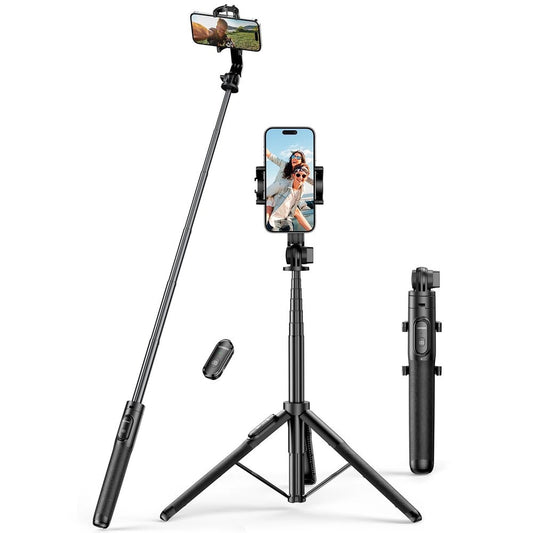 Selfie stick Ugreen LP586 statyw teleskopowy z pilotem Bluetooth - czarny