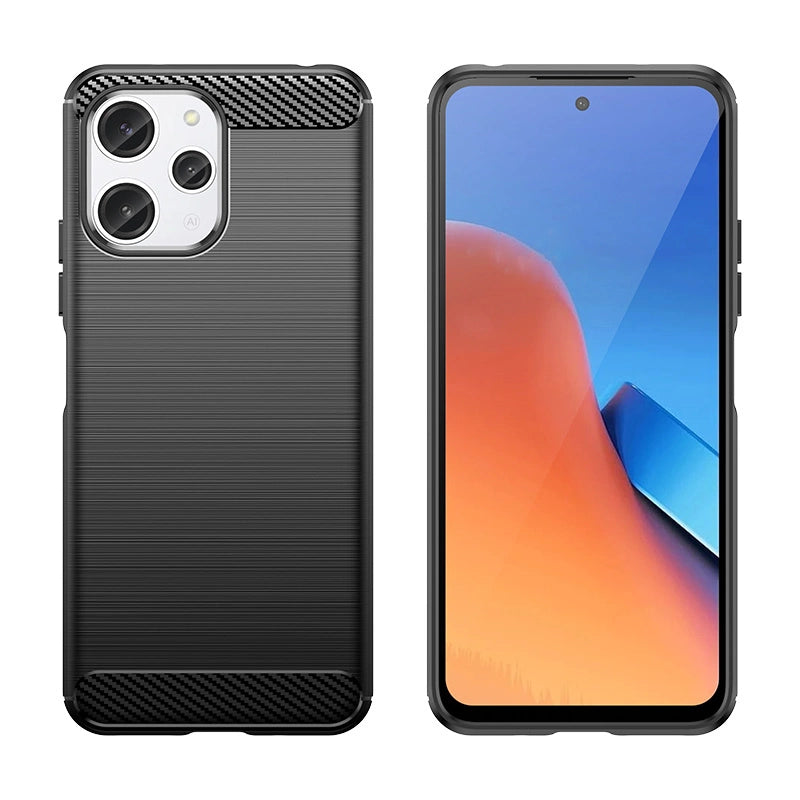 Elastyczne etui wzór karbon do Xiaomi Redmi 12 Carbon Case - czarne – zdjęcie 3