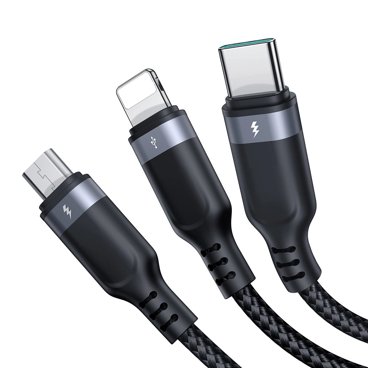 Kabel Joyroom Multi-Use Series S-A18 3w1 USB-A - Lightning - czarny – zdjęcie 3