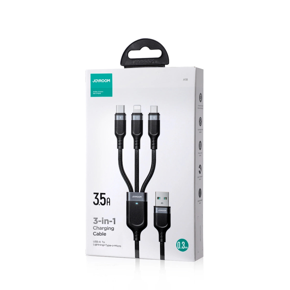 Kabel Joyroom Multi-Use Series S-A18 3w1 USB-A - Lightning - czarny – zdjęcie 5