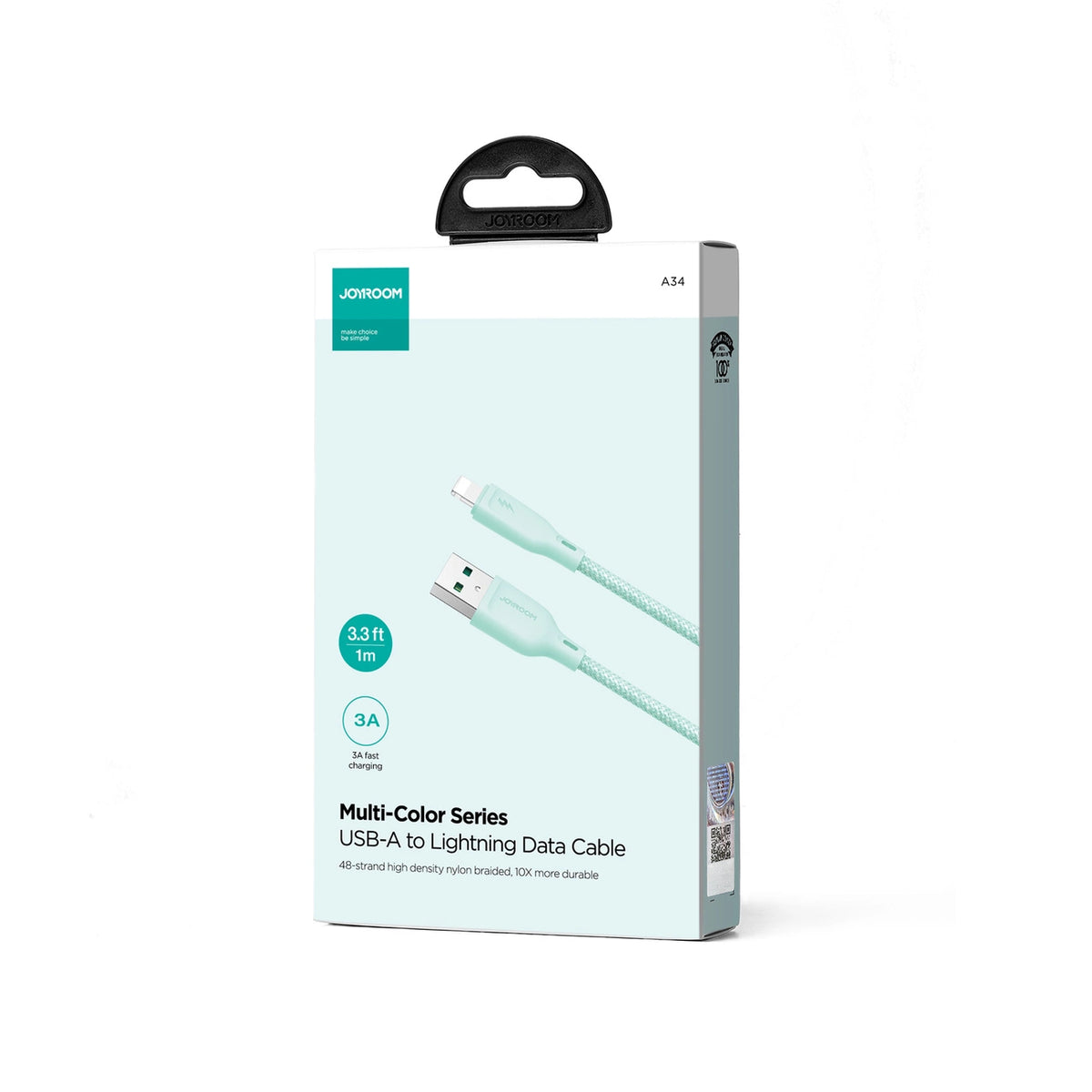 Kabel Joyroom Multi-Color Series S-A34 USB-A / Lightning 3A 1m - zielony – zdjęcie 4