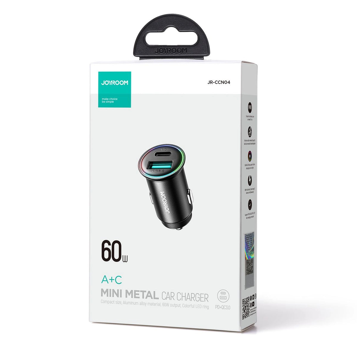 Mini ładowarka Joyroom JR-CCN04 60W USB-A USB-C - czarna – zdjęcie 5