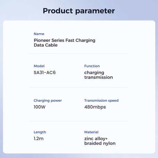 Kabel Joyroom Pioneer Series SA31-AC6 USB-A / USB-C 100W 1.2m - czarny