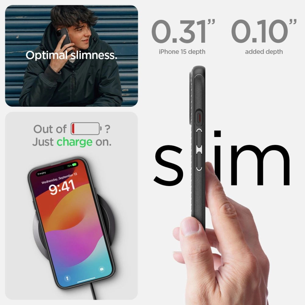 Etui Spigen Mag Armor MagSafe na iPhone 15 - czarny mat – zdjęcie 12