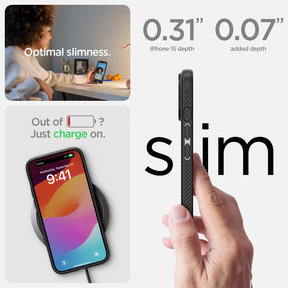Etui Spigen Liquid Air na iPhone 15 - czarny mat – zdjęcie 14