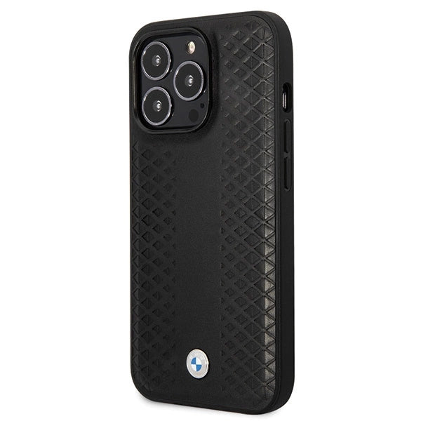 Etui BMW Leather Diamond Pattern na iPhone 14 Pro - czarne – zdjęcie 2