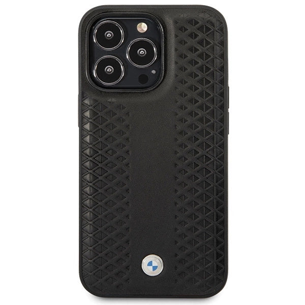 Etui BMW Leather Diamond Pattern na iPhone 14 Pro - czarne – zdjęcie 3