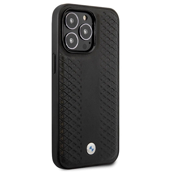 Etui BMW Leather Diamond Pattern na iPhone 14 Pro - czarne – zdjęcie 4