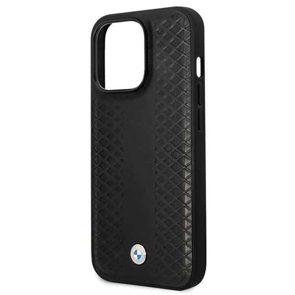 Etui BMW Leather Diamond Pattern na iPhone 14 Pro - czarne – zdjęcie 6