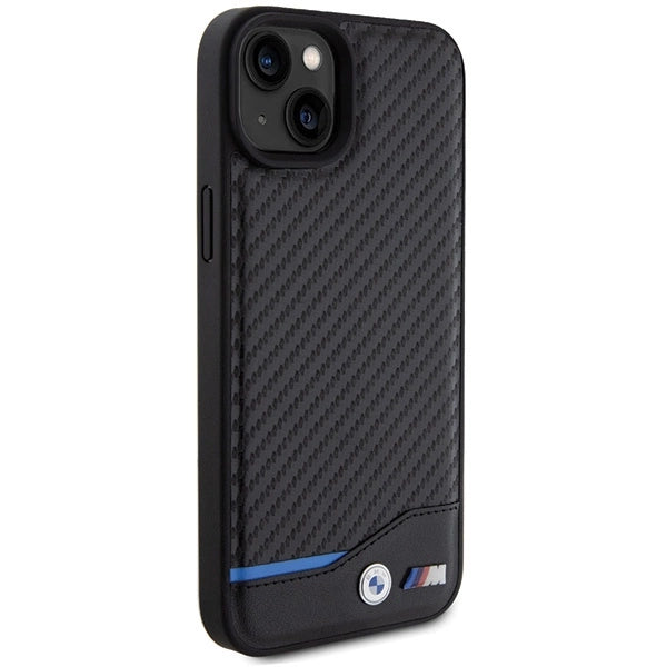 Etui BMW Leather Carbon na iPhone 15 Plus - czarne – zdjęcie 4