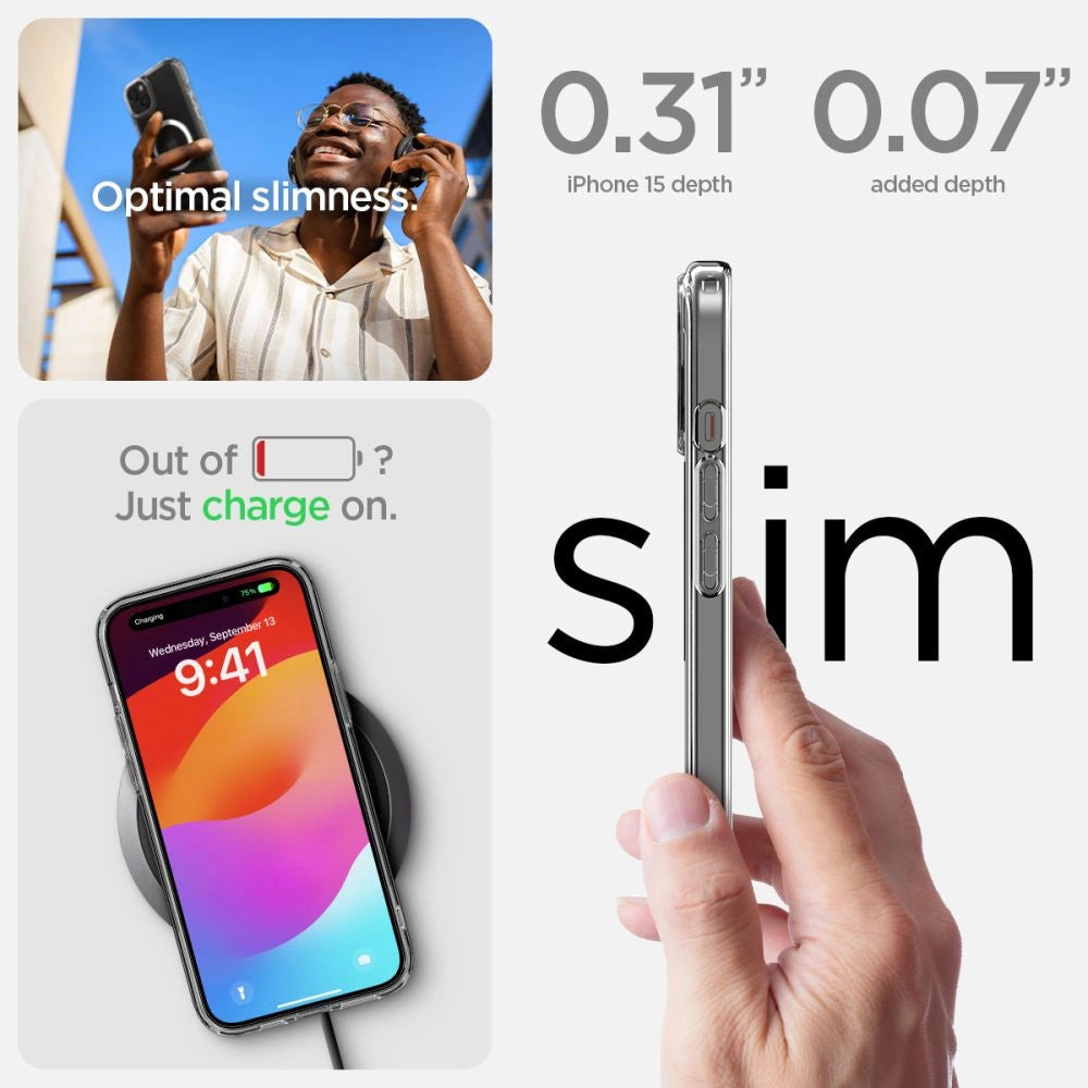 Etui Spigen Ultra Hybrid Mag z MagSafe na iPhone 15 - białe – zdjęcie 13