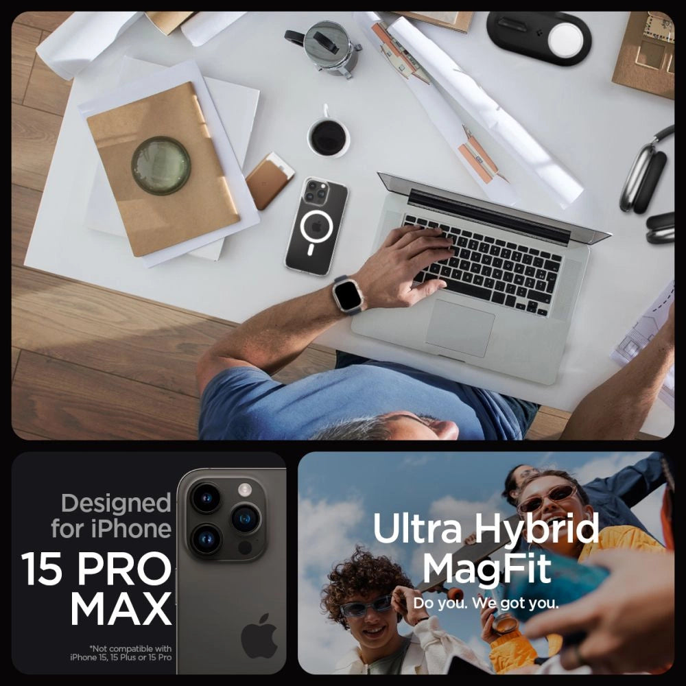 Etui Spigen Ultra Hybrid Mag z MagSafe na iPhone 15 Pro Max - białe – zdjęcie 11