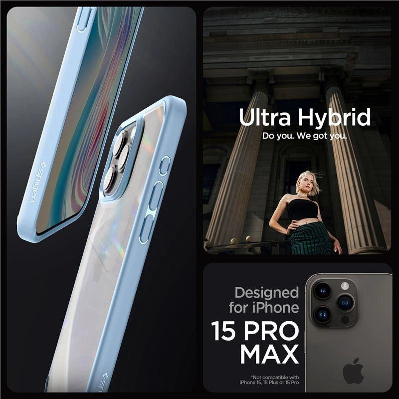 Etui Spigen Crystal Hybrid na iPhone 15 Pro Max - przezroczysto-niebieskie – zdjęcie 4