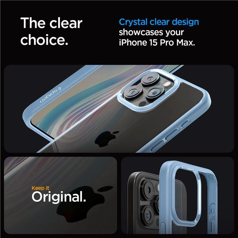 Etui Spigen Crystal Hybrid na iPhone 15 Pro Max - przezroczysto-niebieskie – zdjęcie 5