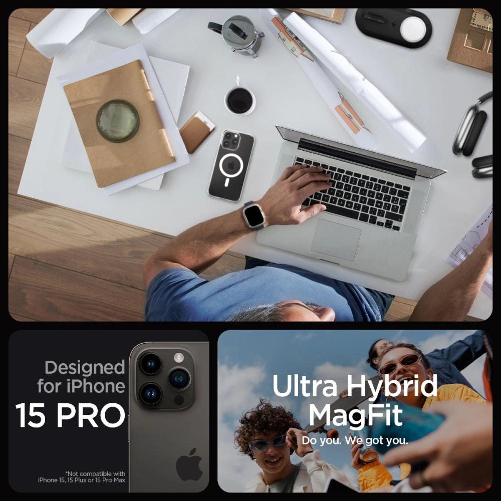 Etui Spigen Ultra Hybrid Mag z MagSafe na iPhone 15 Pro - białe – zdjęcie 11