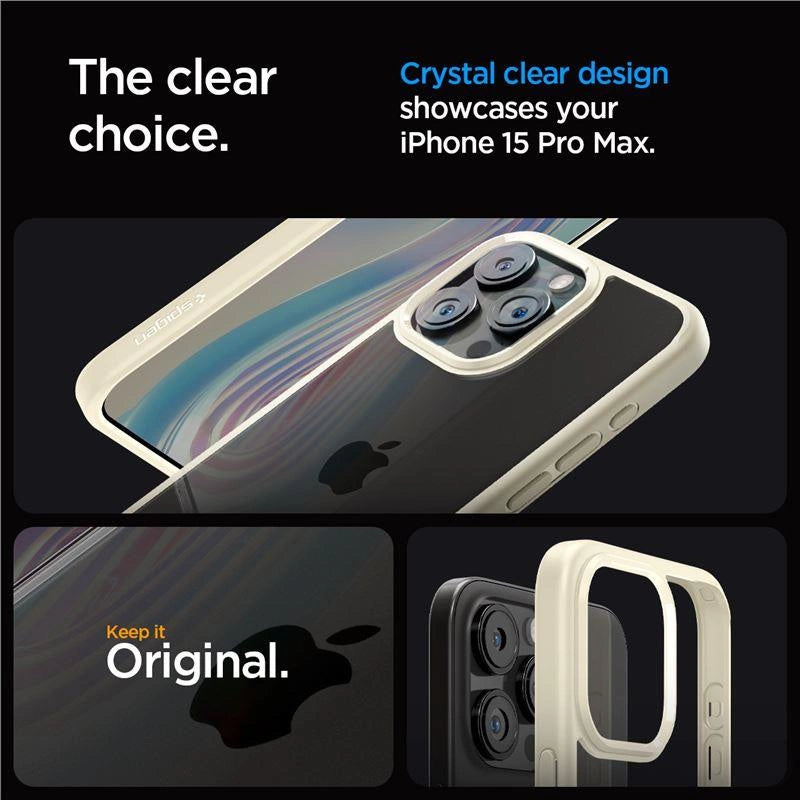 Etui Spigen Crystal Hybrid na iPhone 15 Pro Max - przezroczysto-beżowe – zdjęcie 2