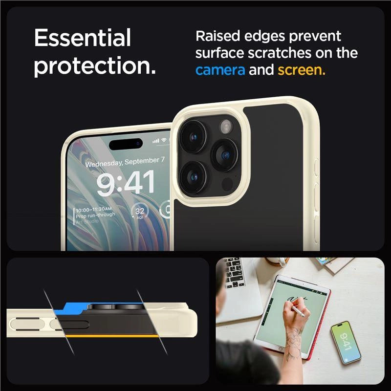 Etui Spigen Crystal Hybrid na iPhone 15 Pro Max - przezroczysto-beżowe – zdjęcie 4