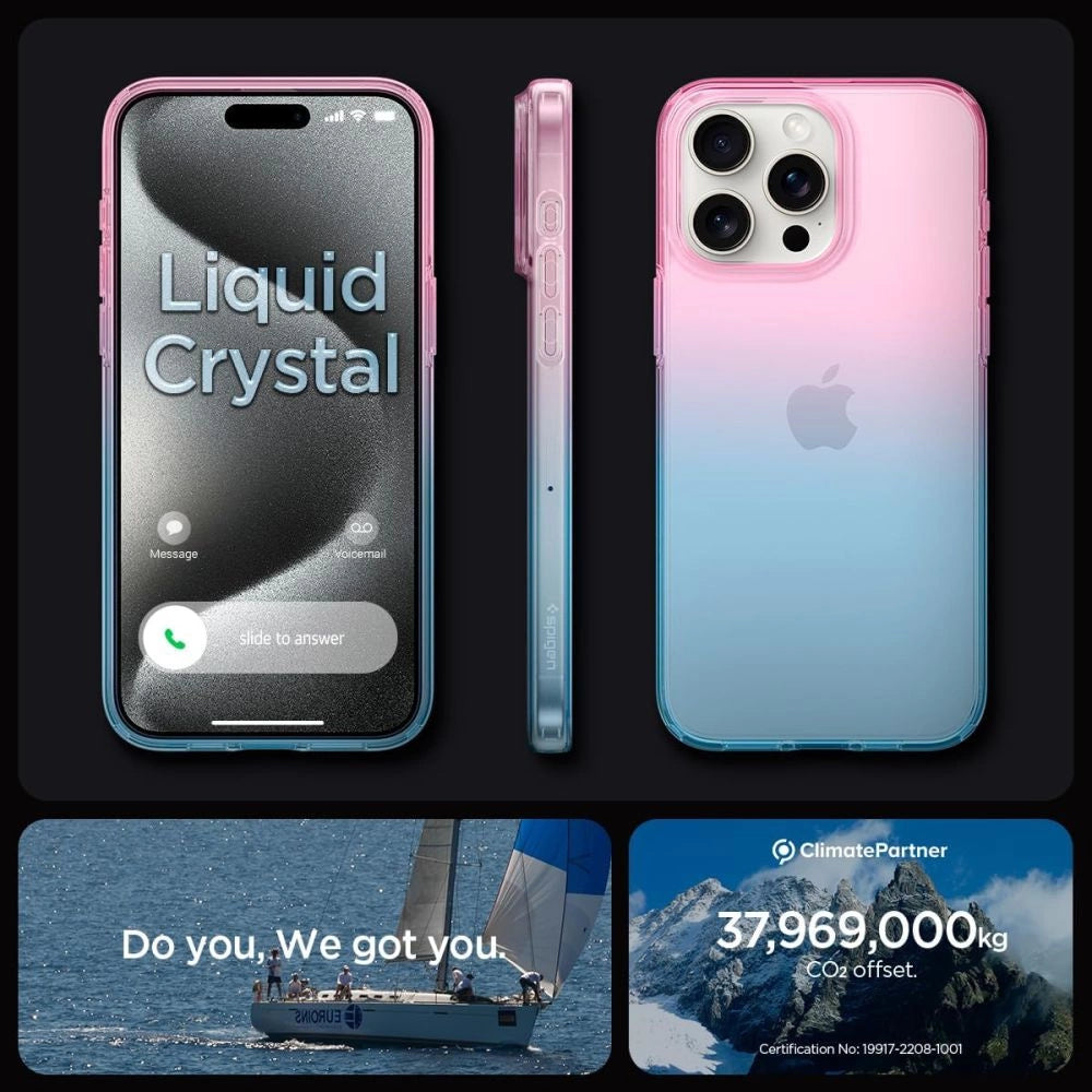 Etui Spigen Liquid Crystal na iPhone 15 Pro - różowo-niebieskie – zdjęcie 11