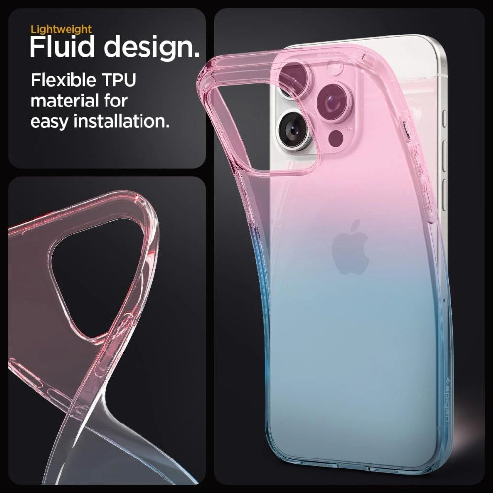 Etui Spigen Liquid Crystal na iPhone 15 Pro - różowo-niebieskie – zdjęcie 12