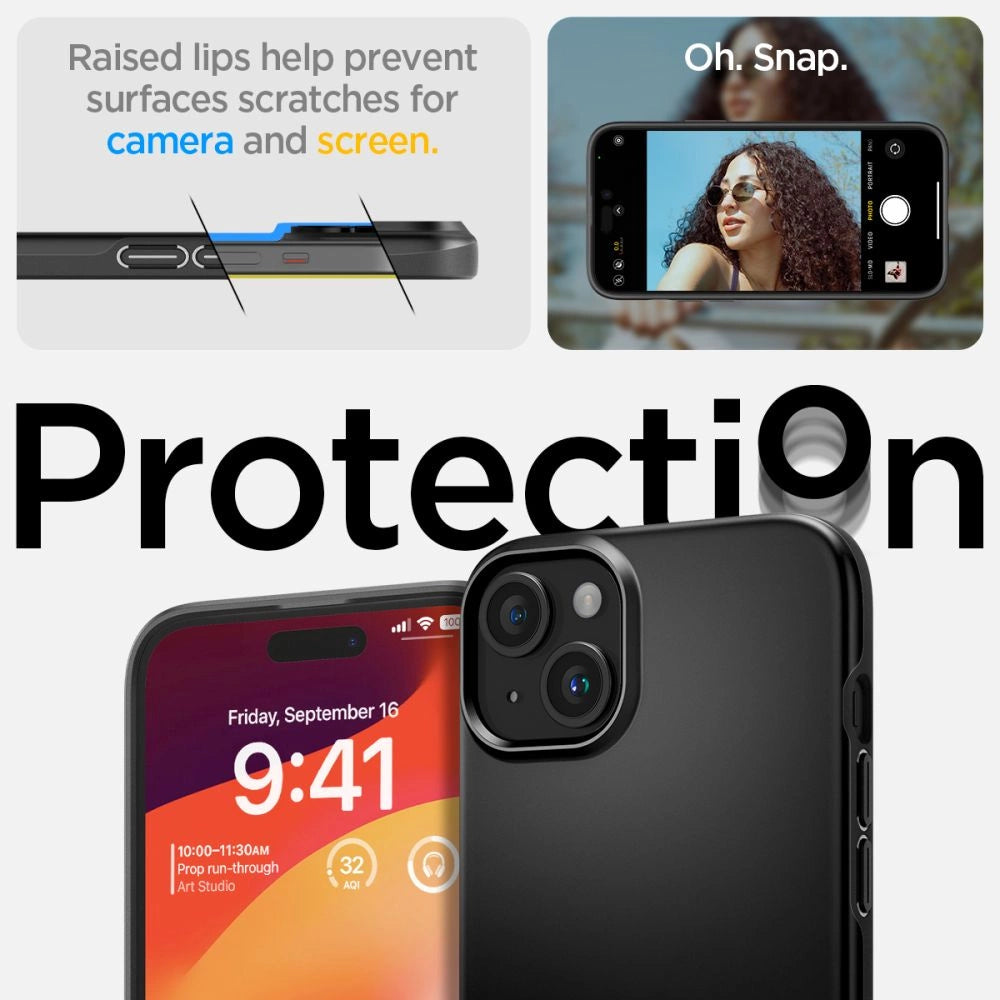 Etui Spigen Thin Fit na iPhone 15 - czarne – zdjęcie 12