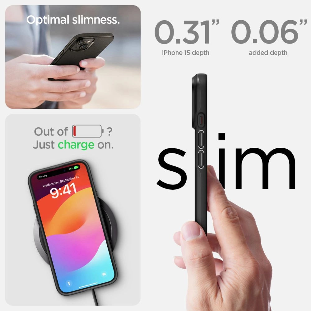 Etui Spigen Thin Fit na iPhone 15 - czarne – zdjęcie 13