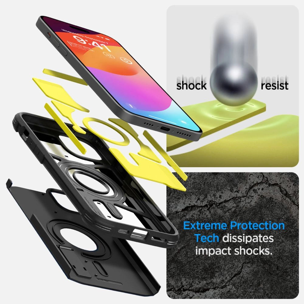 Etui Spigen Tough Armor MagSafe na iPhone 15 - czarne – zdjęcie 11
