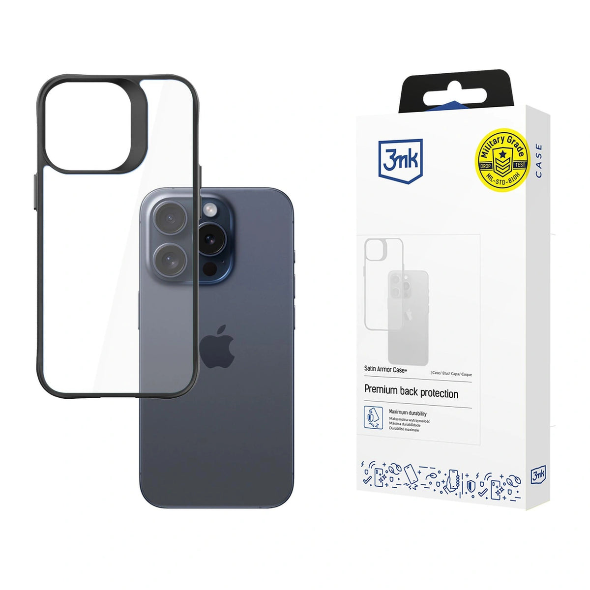 Etui 3mk Satin Armor Case+ na iPhone 15 Pro - przezroczyste